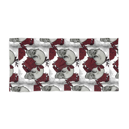Skull and Roses - Beach Towel — Gothic Floral Beach Towel (Small & Large)
