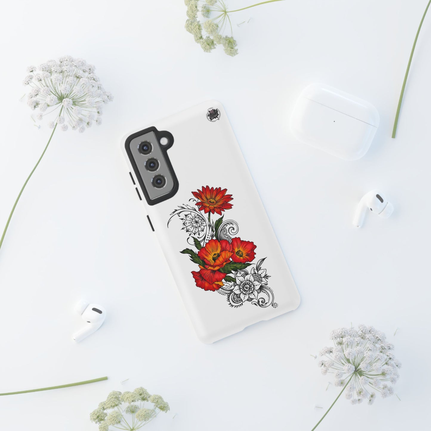 Floral Red Poppy - Tough Galaxy Phone Case Series S10-S25 Series
