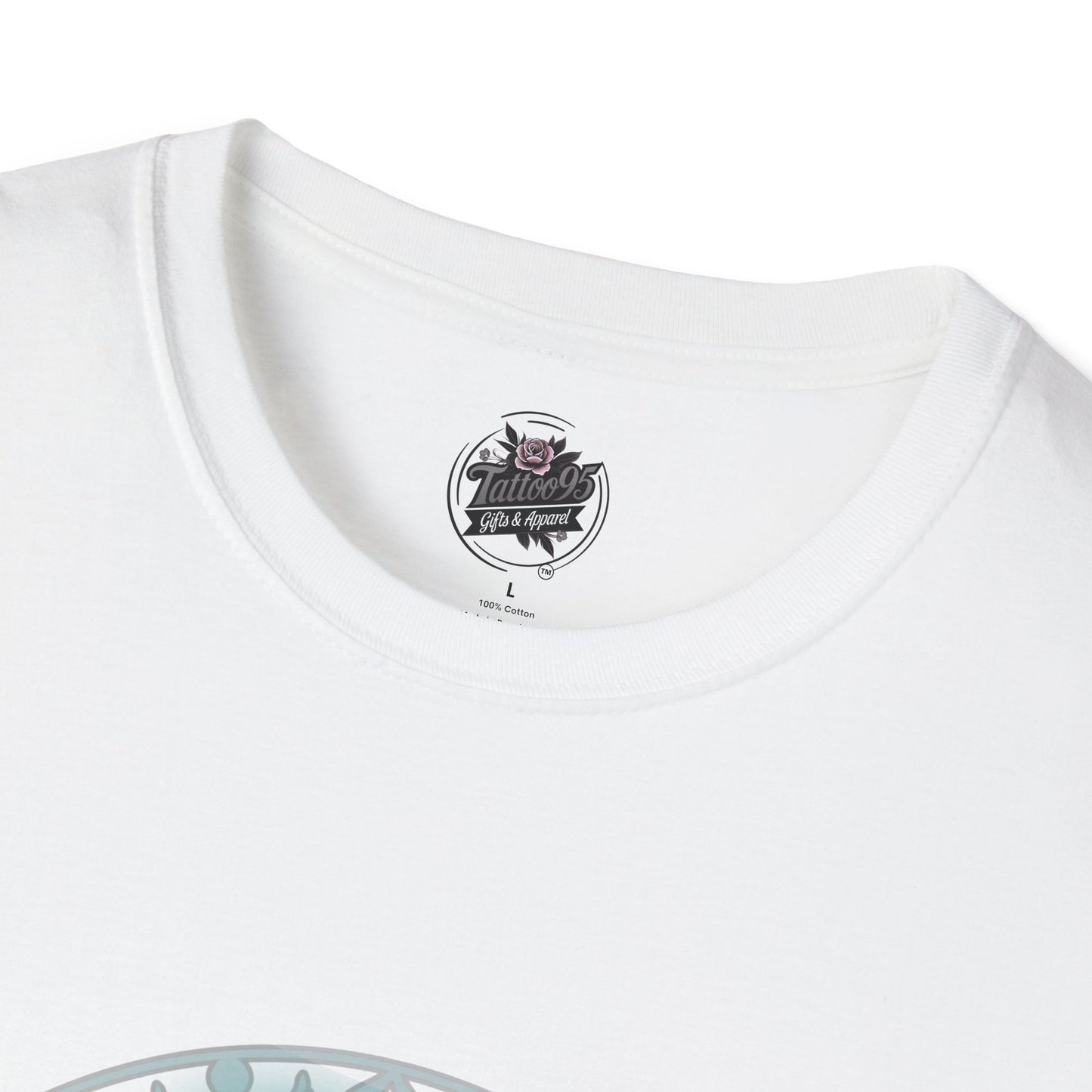 Beautiful Face Tattoo Art - Gildan White/Black T-Shirt — Artistic Portrait Graphic Tee