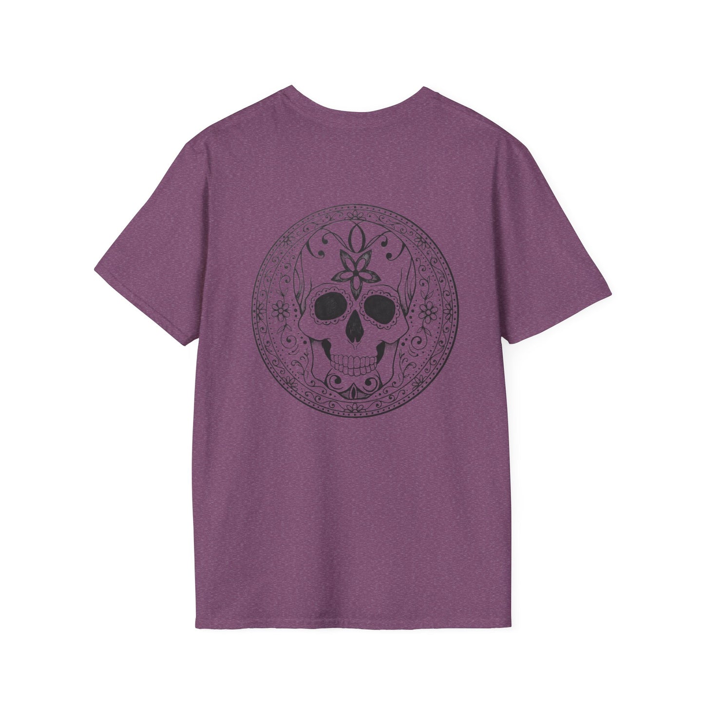 Skull Flower Mandala Trio - Unisex T-Shirt — Sugar Skull Back Medallion