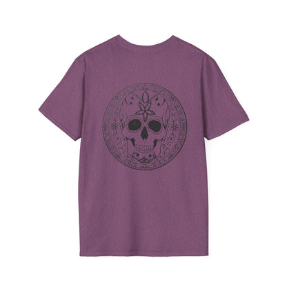 Skull Flower Mandala Trio - Unisex T-Shirt — Sugar Skull Back Medallion