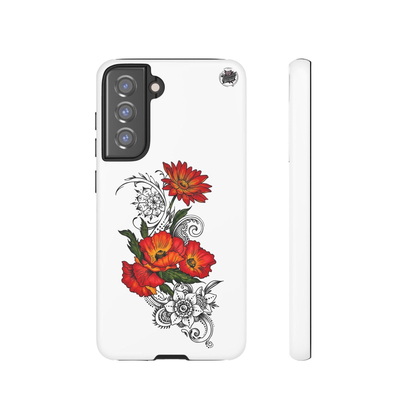 Floral Red Poppy - Tough Galaxy Phone Case Series S10-S25 Series