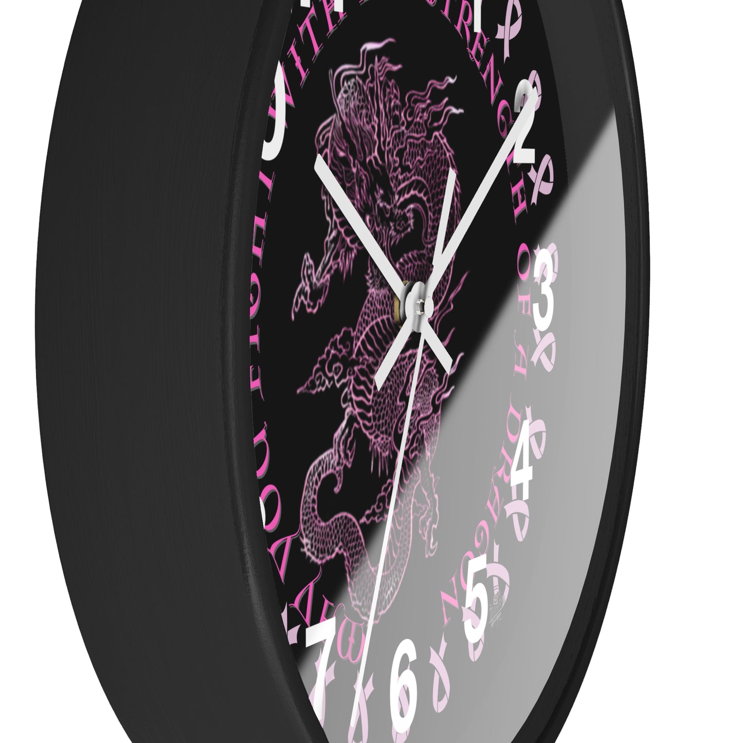 Dragon Strength - Wall Clock Black Background