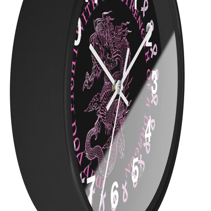 Dragon Strength - Wall Clock Black Background