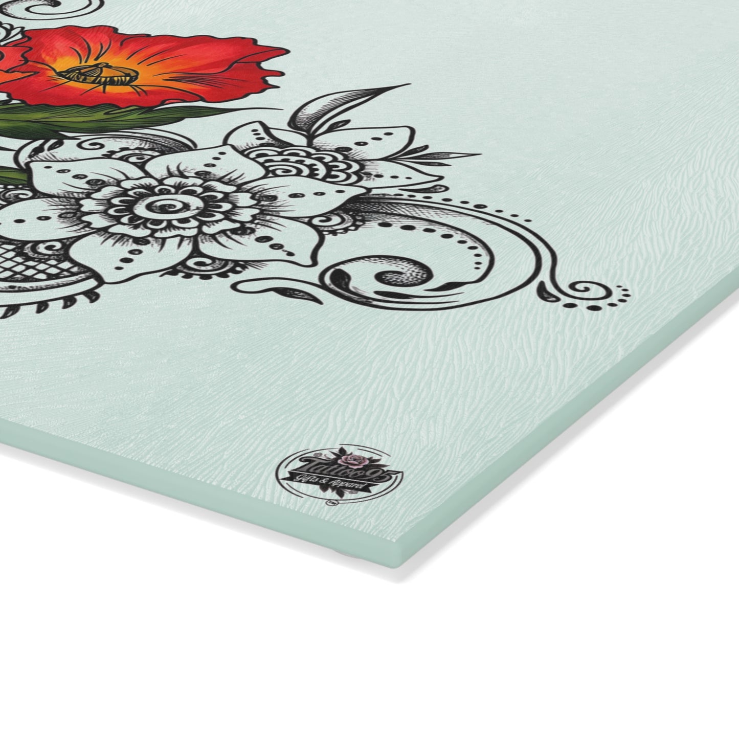 Floral Red Poppy Glass Cutting Board – Decorative Kitchen Chopping Board
