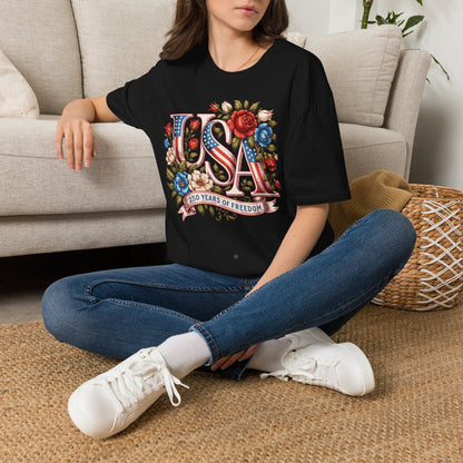 Floral USA 250th T-Shirt — Happy Birthday America
