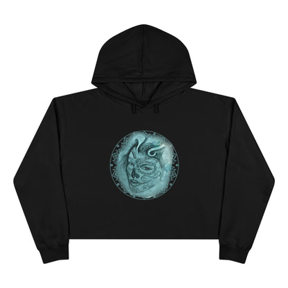 Beautiful Face Tattoo Artwork - Crop Hoodie Sweatshirt Black or White