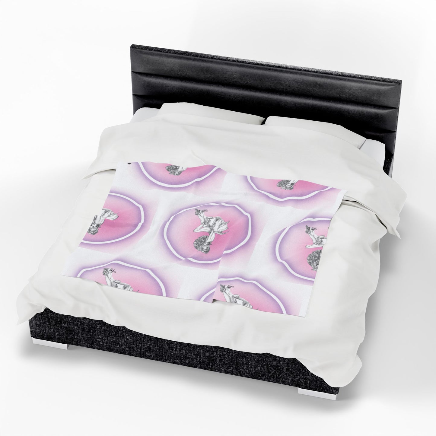 Pretty Bunny Vintage Artwork - Velveteen Plush Blanket — Soft Vintage Bunny Throw for Cozy Nights