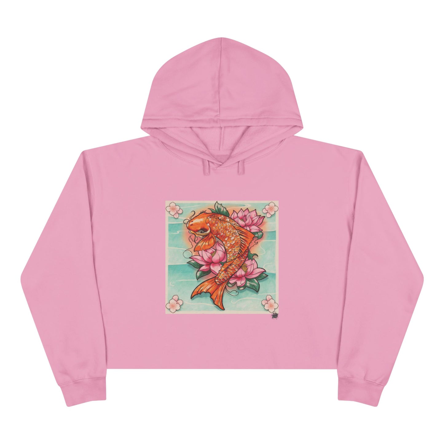 Girly Koi Pink Lotus Tattoo - Crop Hoodie (6 Colors) -- Original Tattoo Artwork
