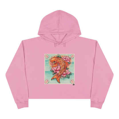 Girly Koi Pink Lotus Tattoo - Crop Hoodie (6 Colors) -- Original Tattoo Artwork