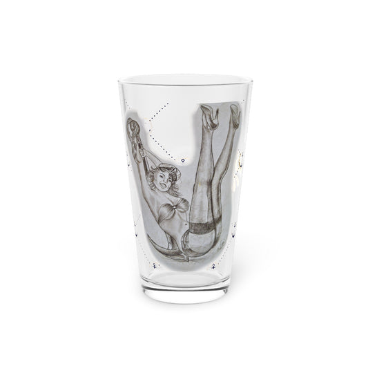 Vintage Sailor Girl Artwork and BOTTOMS UP 16oz Pint Glass