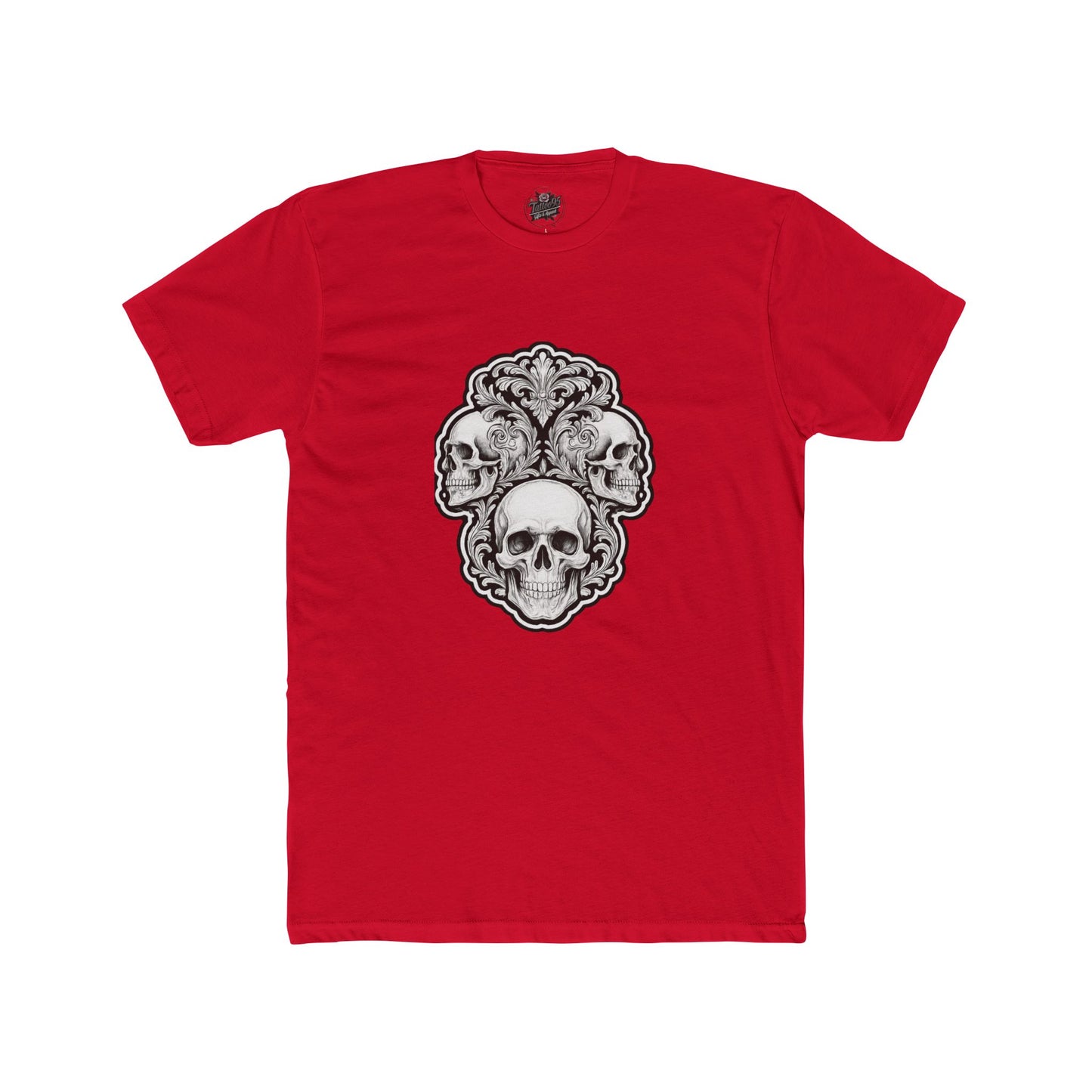 Skulls Filigree Crew Tee — Unisex Cotton Skull Filigree T-Shirt
