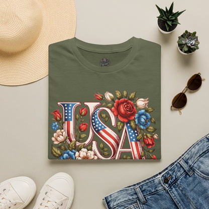 Floral USA 250th T-Shirt — Happy Birthday America