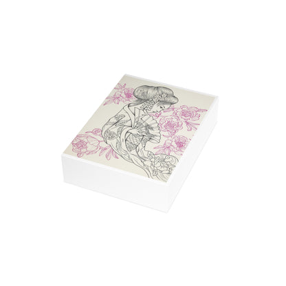 Flowing Geisha Greeting Card — Original Tattoo Design (Pack of 1/10/30/50)