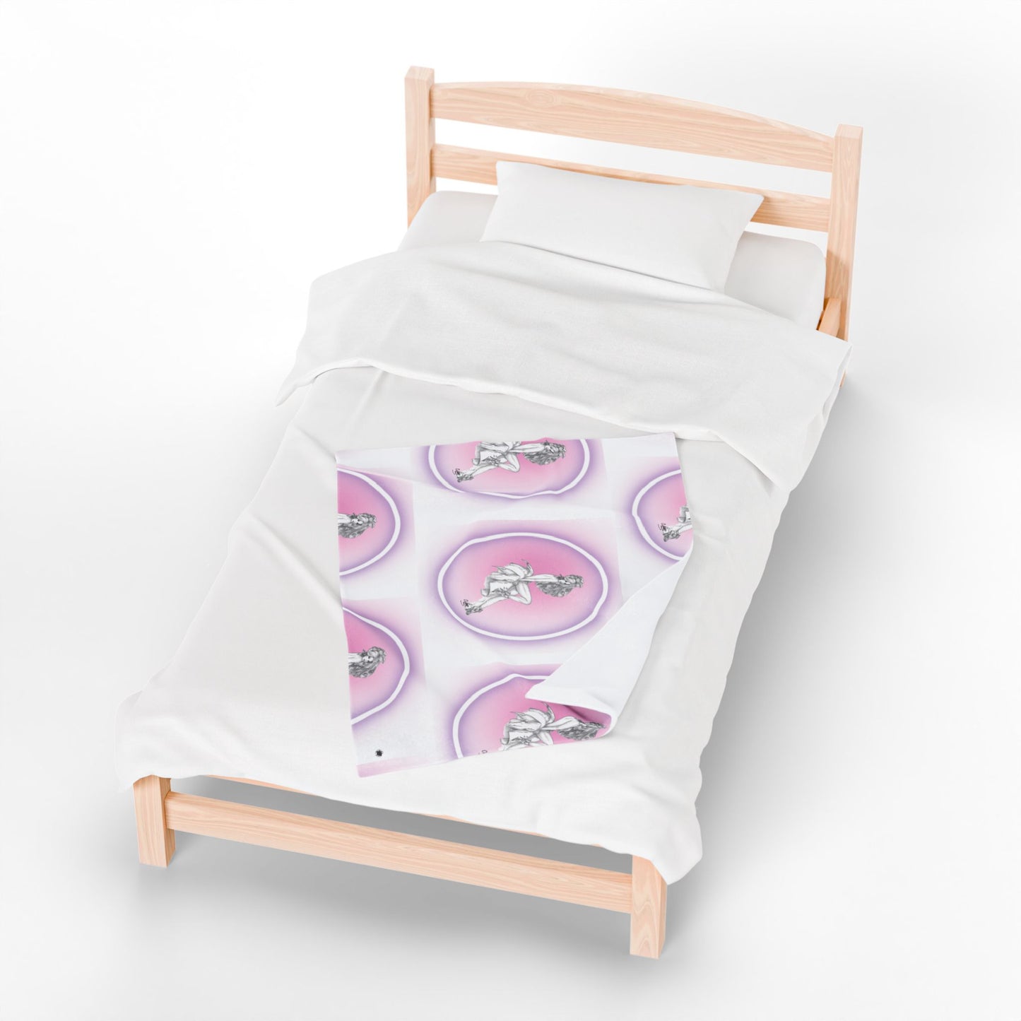 Pretty Bunny Vintage Artwork - Velveteen Plush Blanket — Soft Vintage Bunny Throw for Cozy Nights