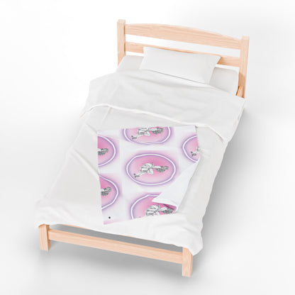 Pretty Bunny Vintage Artwork - Velveteen Plush Blanket — Soft Vintage Bunny Throw for Cozy Nights