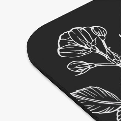Peonies Tattoo Artwork - Rectangle Mouse Pad — Elegant White & Black Desk Mat