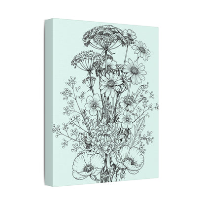 Wildflower Floral Bouquet Sketch Satin Canvas