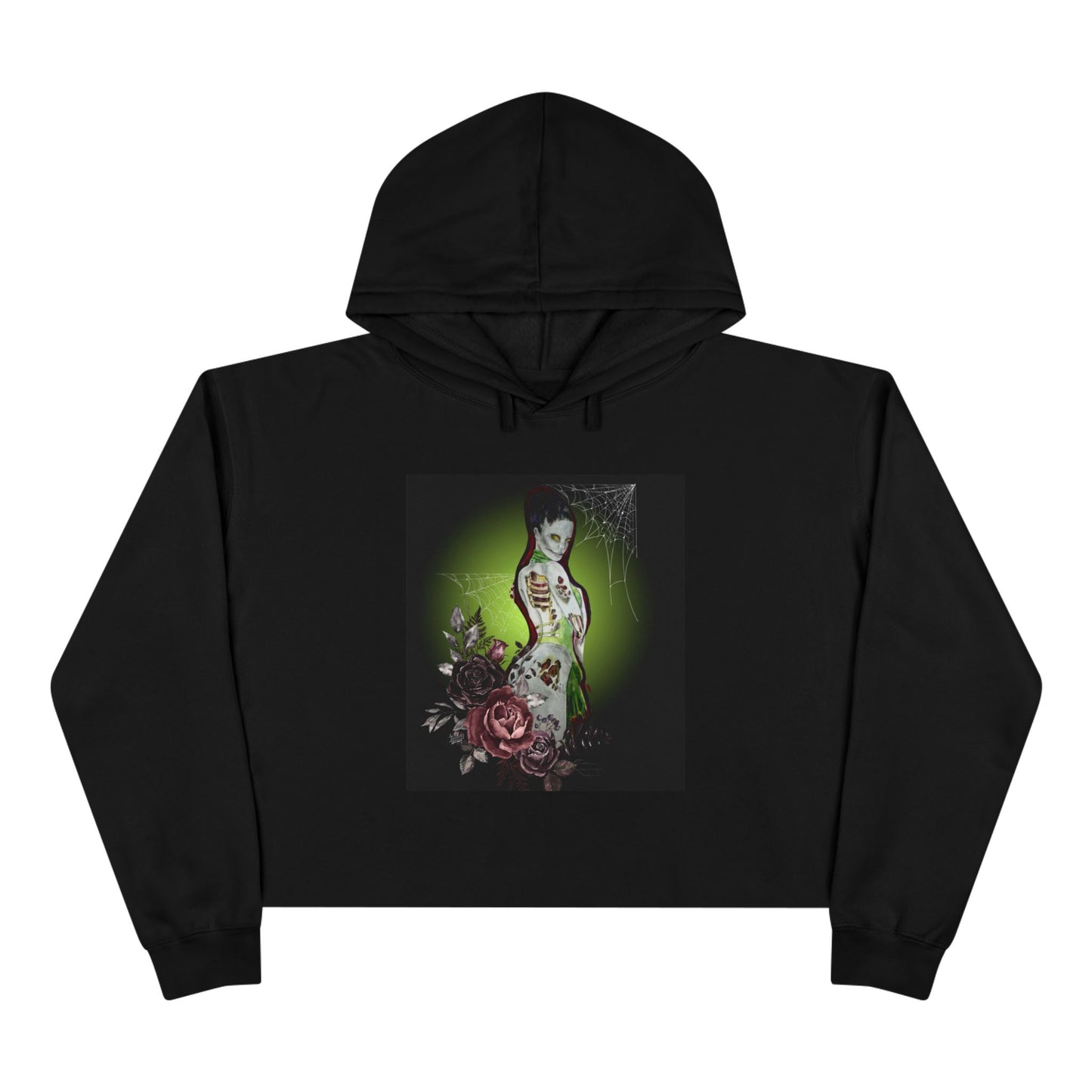 Zombie Lady Deadrah - Crop Hoodie Sweatshirt Gothic Black