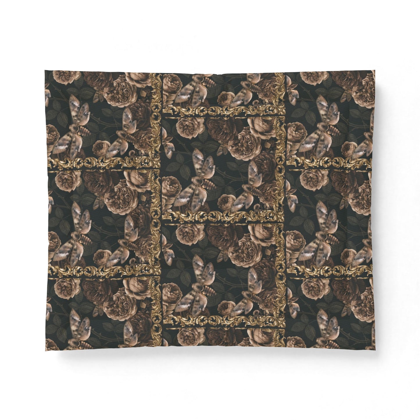 Vintage Floral Cotton Comforter – Dark Botanical Bedspread