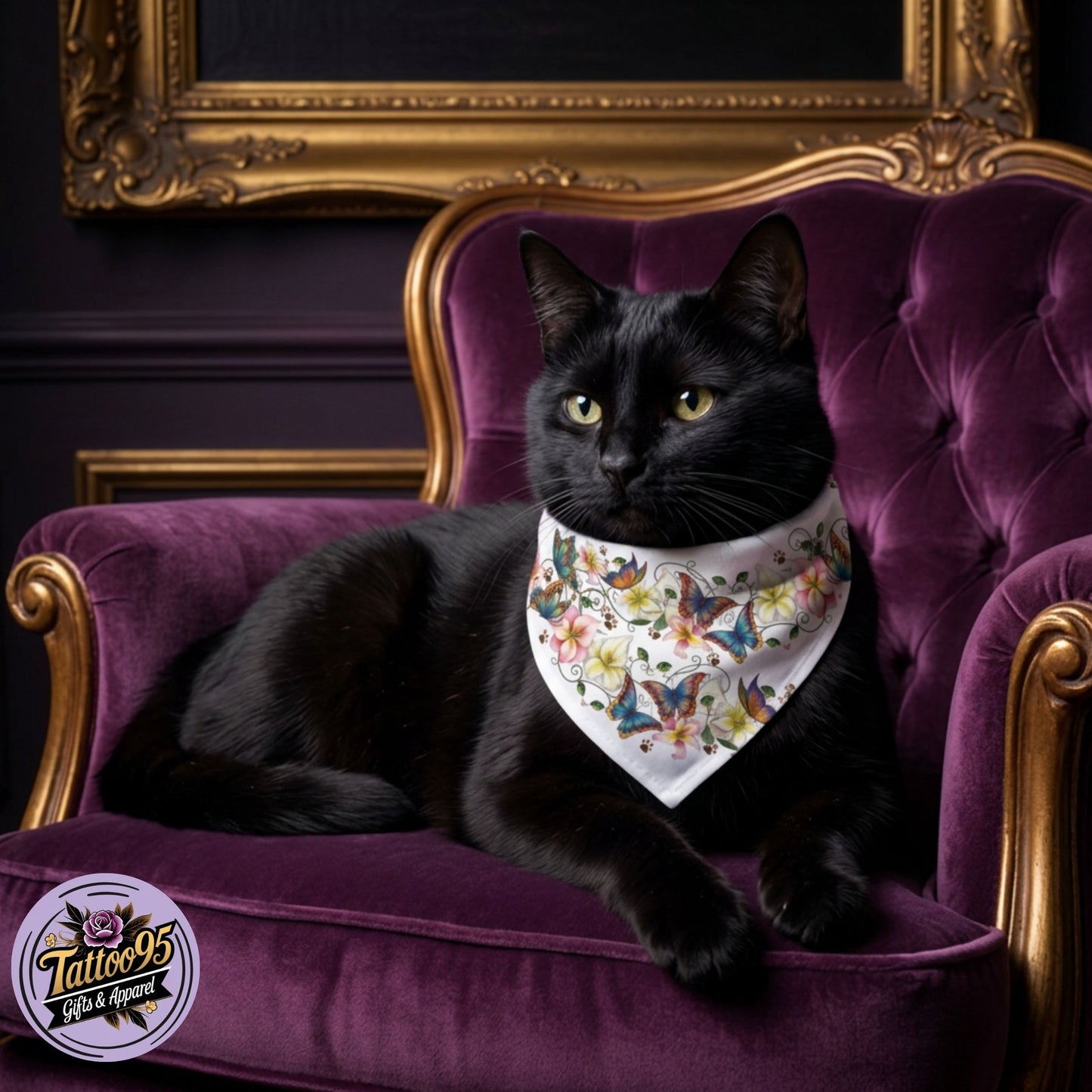 Butterfly Floral Pet Bandana — Colorful Spring Comfort for Dogs & Cats