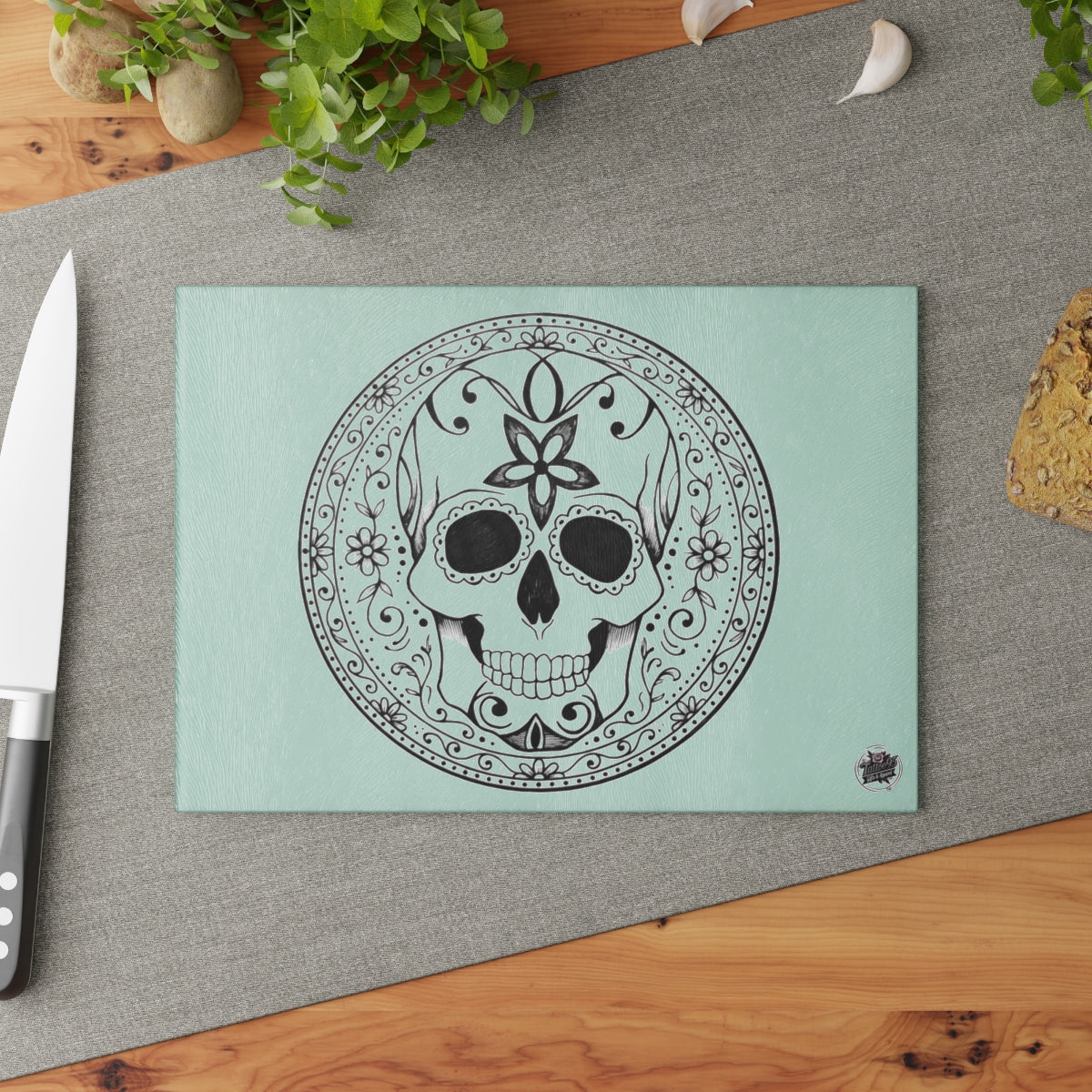 Sugar Skull - Glass Cutting Board