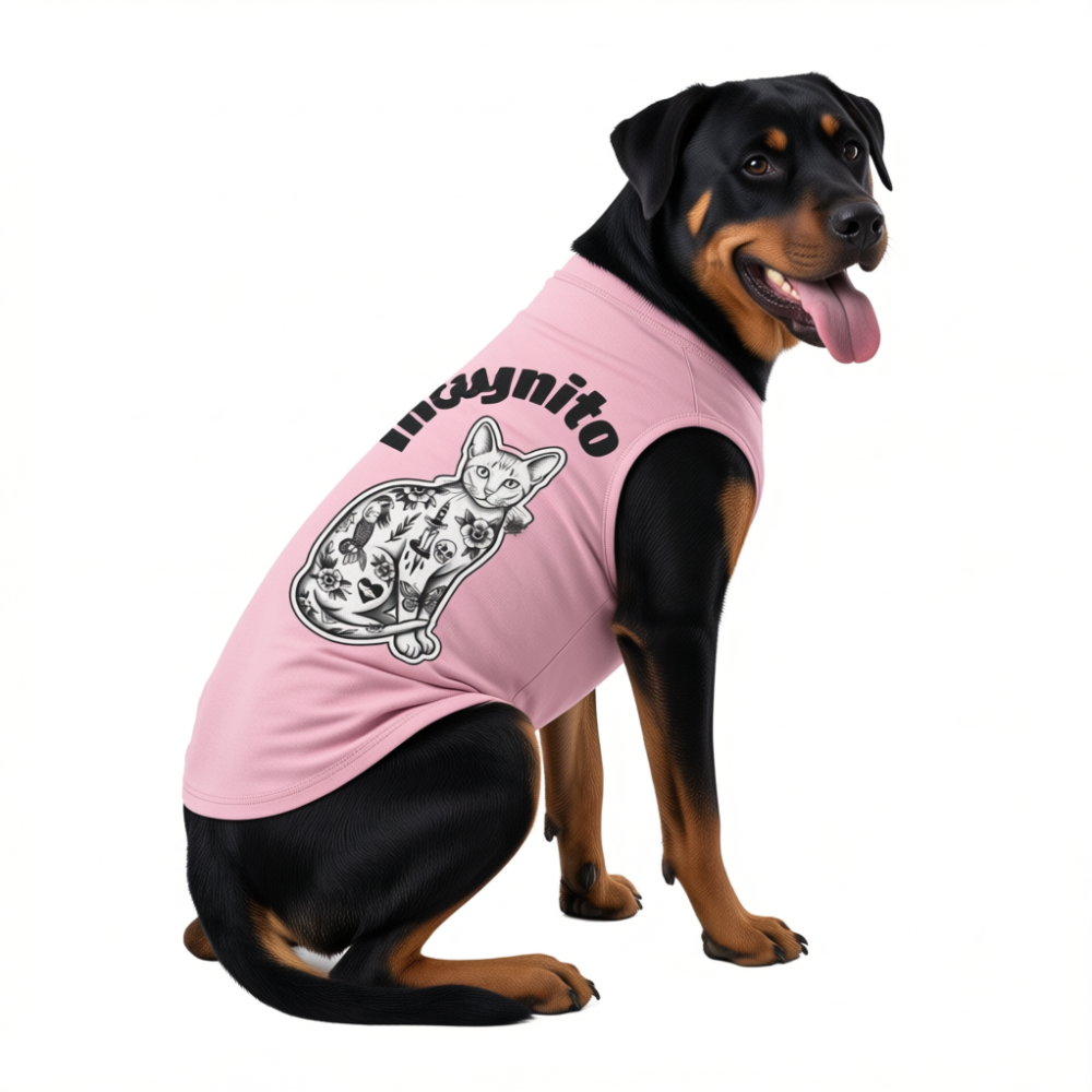 Incognito Tattoo Cat Pet Tank Top — Funny 'Incognito' Graphic Tank for Large Dogs