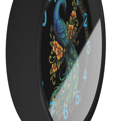 Floral Peacock Mandala - Wall Clock — Vibrant Boho Floral Timepiece
