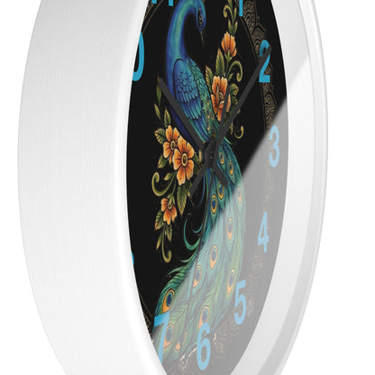 Floral Peacock Mandala - Wall Clock — Vibrant Boho Floral Timepiece