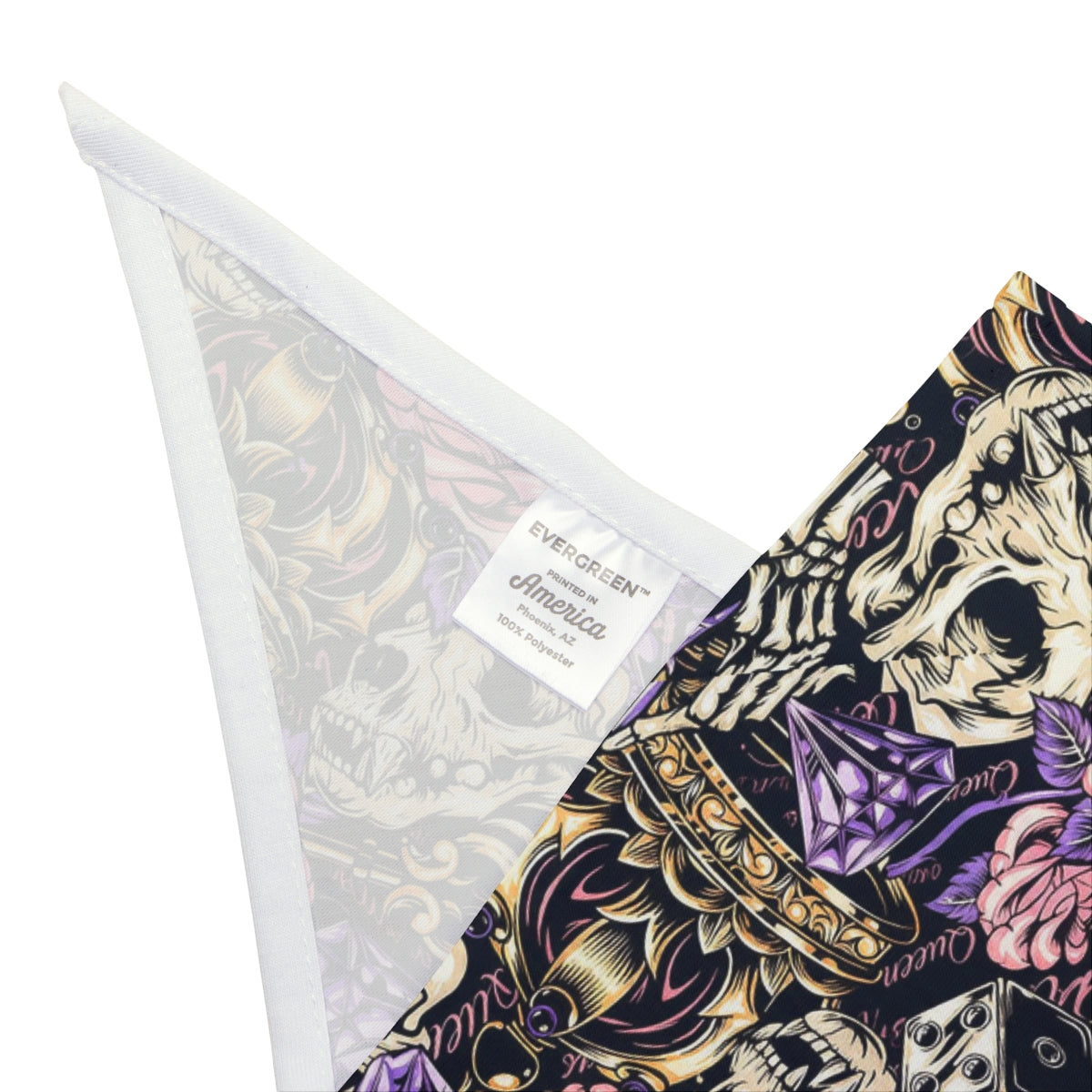 Gothic Floral Skull Pet Bandana — Purple Rose Crown Pattern for Dogs & Cats