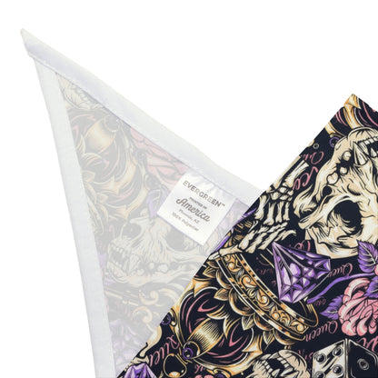 Gothic Floral Skull Pet Bandana — Purple Rose Crown Pattern for Dogs & Cats