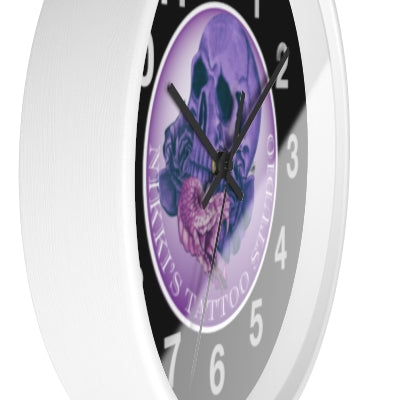 Nikki's Tattoo Studio Collection - Skull and Snake Logo - Wall Clock
