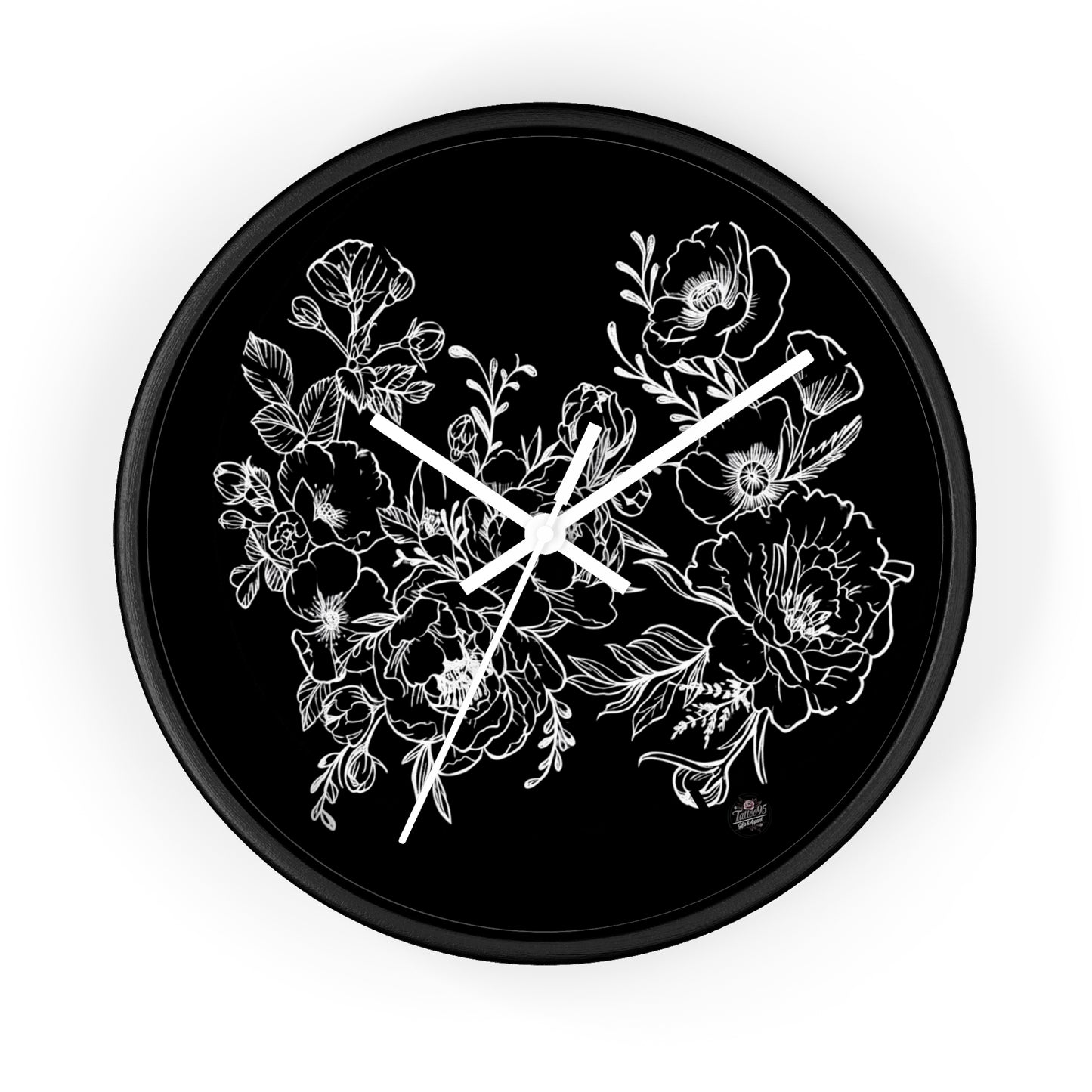 Peonies Tattoo Artwork - Wall Clock — Original Tattoo Design