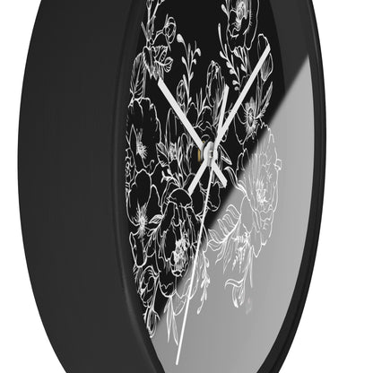 Peonies Tattoo Artwork - Wall Clock — Original Tattoo Design