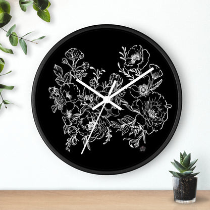 Peonies Tattoo Artwork - Wall Clock — Original Tattoo Design