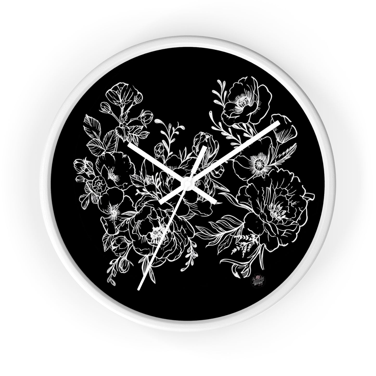 Peonies Tattoo Artwork - Wall Clock — Original Tattoo Design