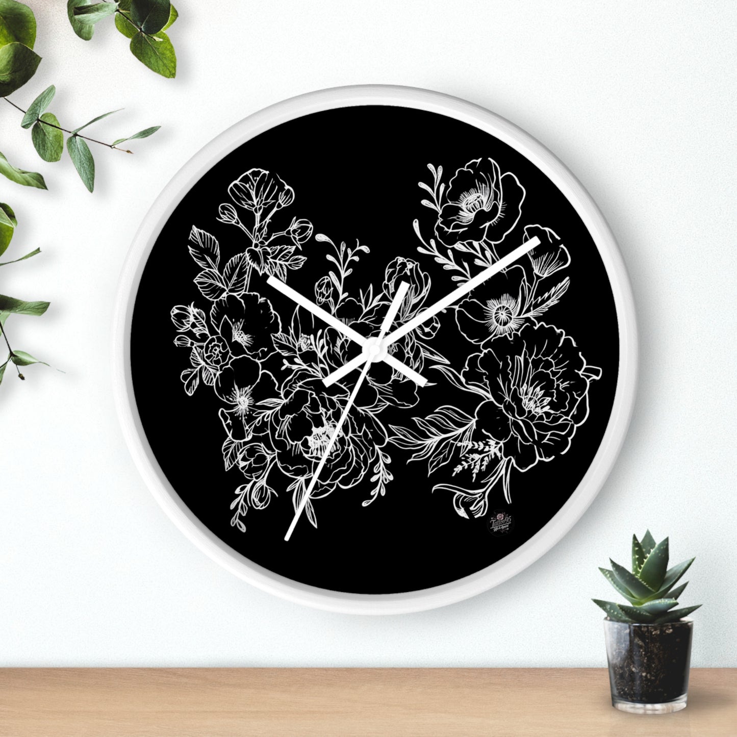 Peonies Tattoo Artwork - Wall Clock — Original Tattoo Design