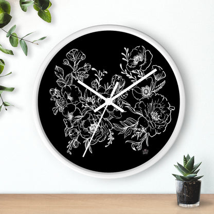 Peonies Tattoo Artwork - Wall Clock — Original Tattoo Design