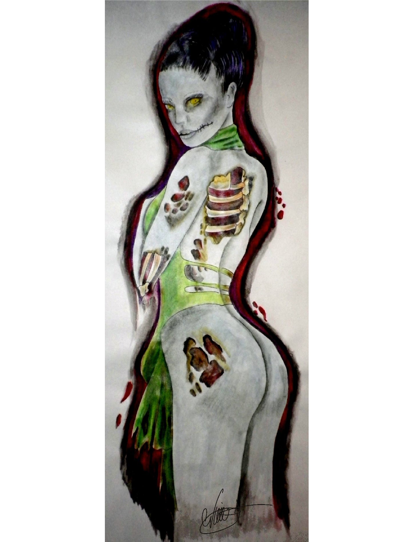 Guitar Strap Tattoo Art Zombie Lady